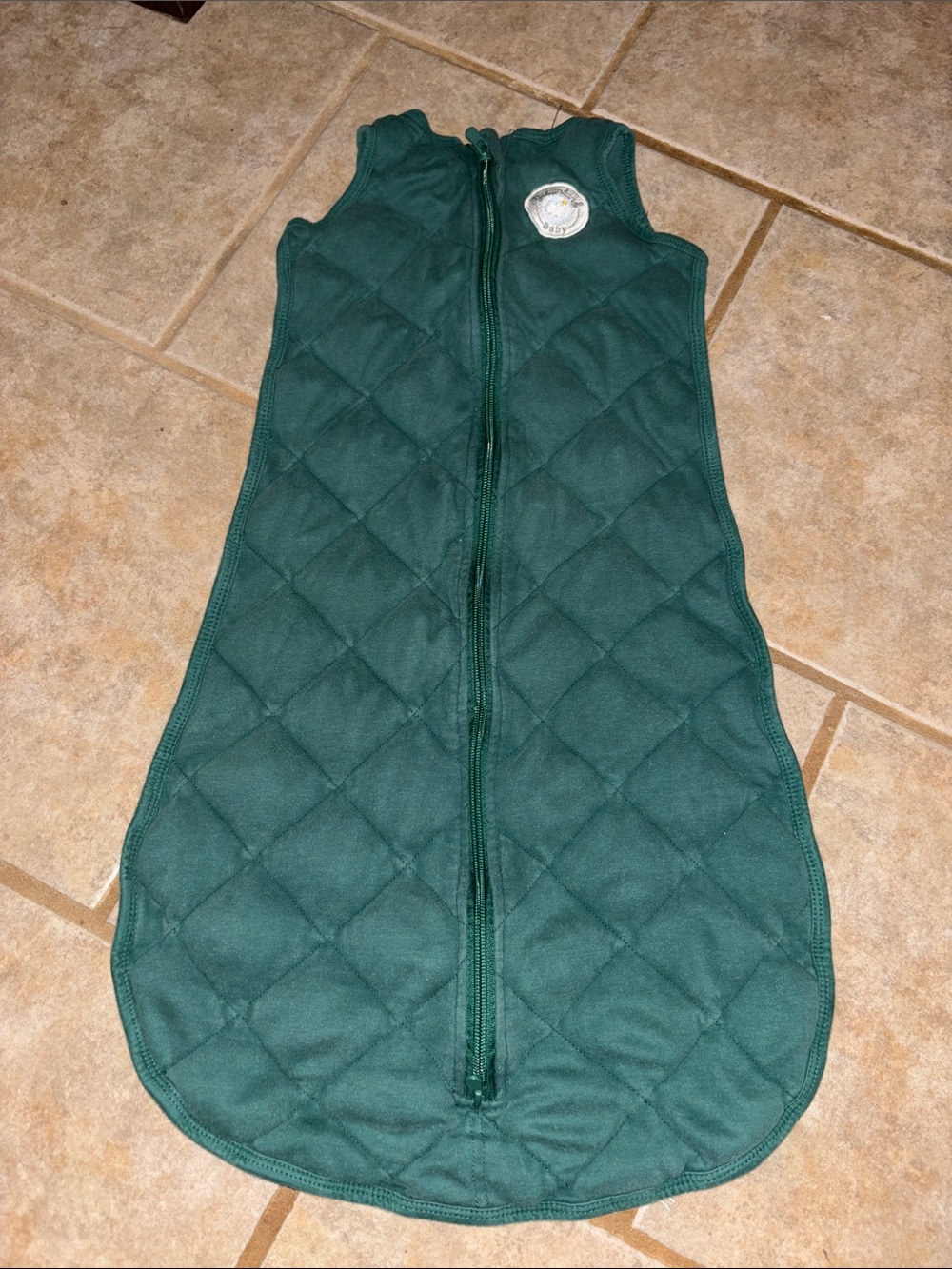 Quilted Dark Green Zippered Baby Sleep Sack